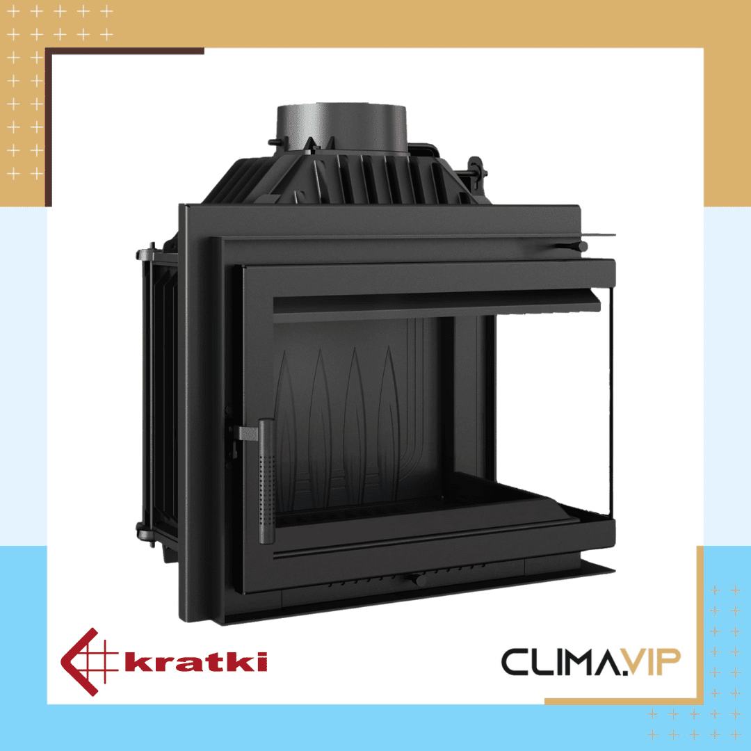 Ъглова камина на дърва за вграждане Kratki Simple, 8.0 kW, А+