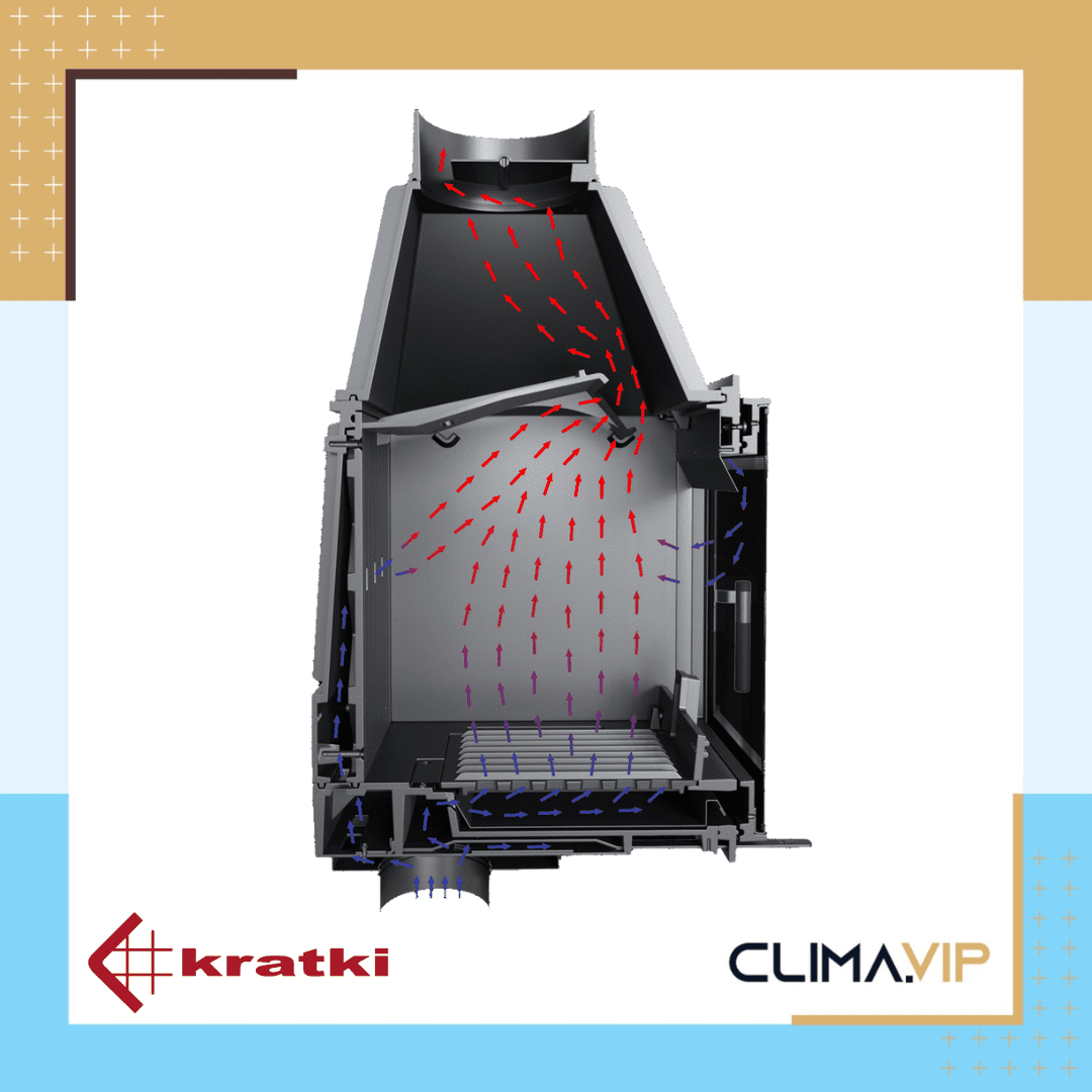 Ъглова камина на дърва за вграждане Kratki Simple, 8.0 kW, А+